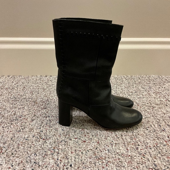 Chloe Black Leather Patchwork Boots - Picture 6 of 8